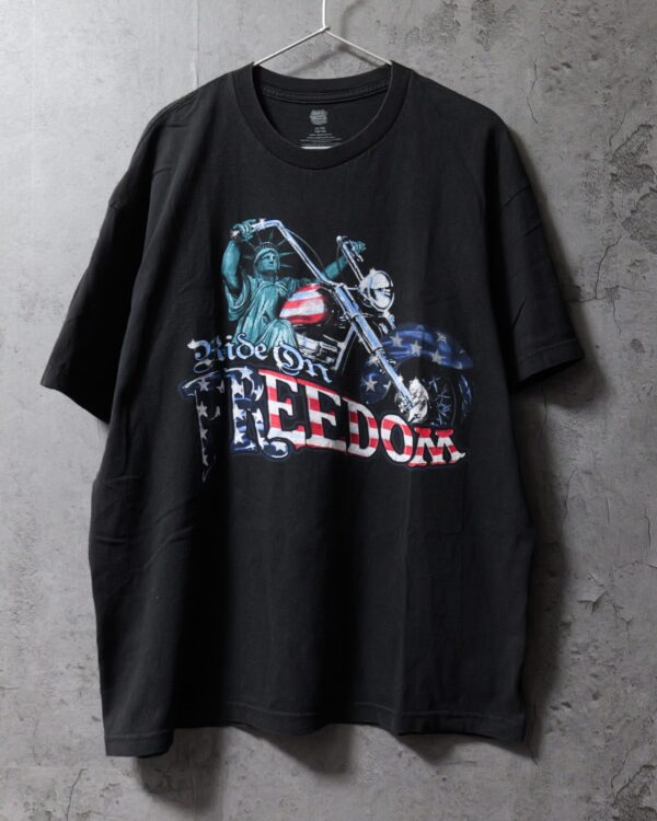 RIDE ON FREEDOM 自由の女神 バイク グラフィックTシャツ